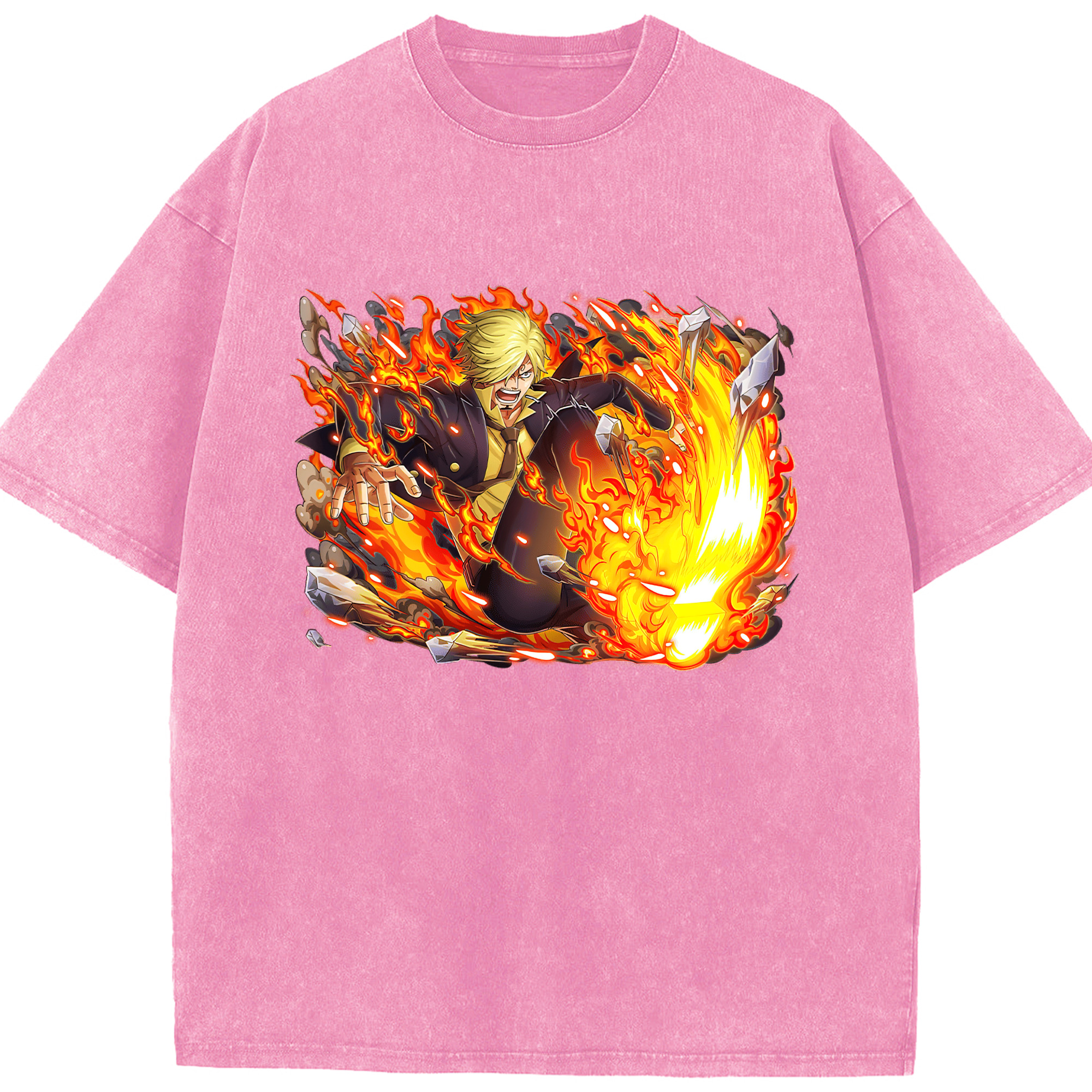 （画像用） ワンピース サンジ ONE PIECE Sanji 綿100% ヴィンテージ風 半袖Tシャツ（フロントプリント）
